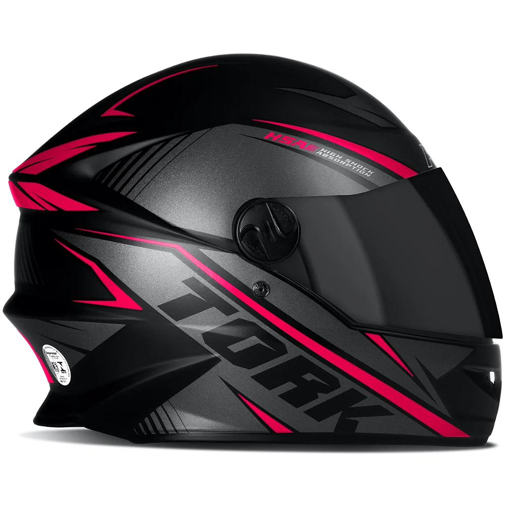 Capacete Moto Fechado R8 Pro Preto/Rosa Unissex Viseira Cristal Inmetro Tamanho 60 - Pro Tork